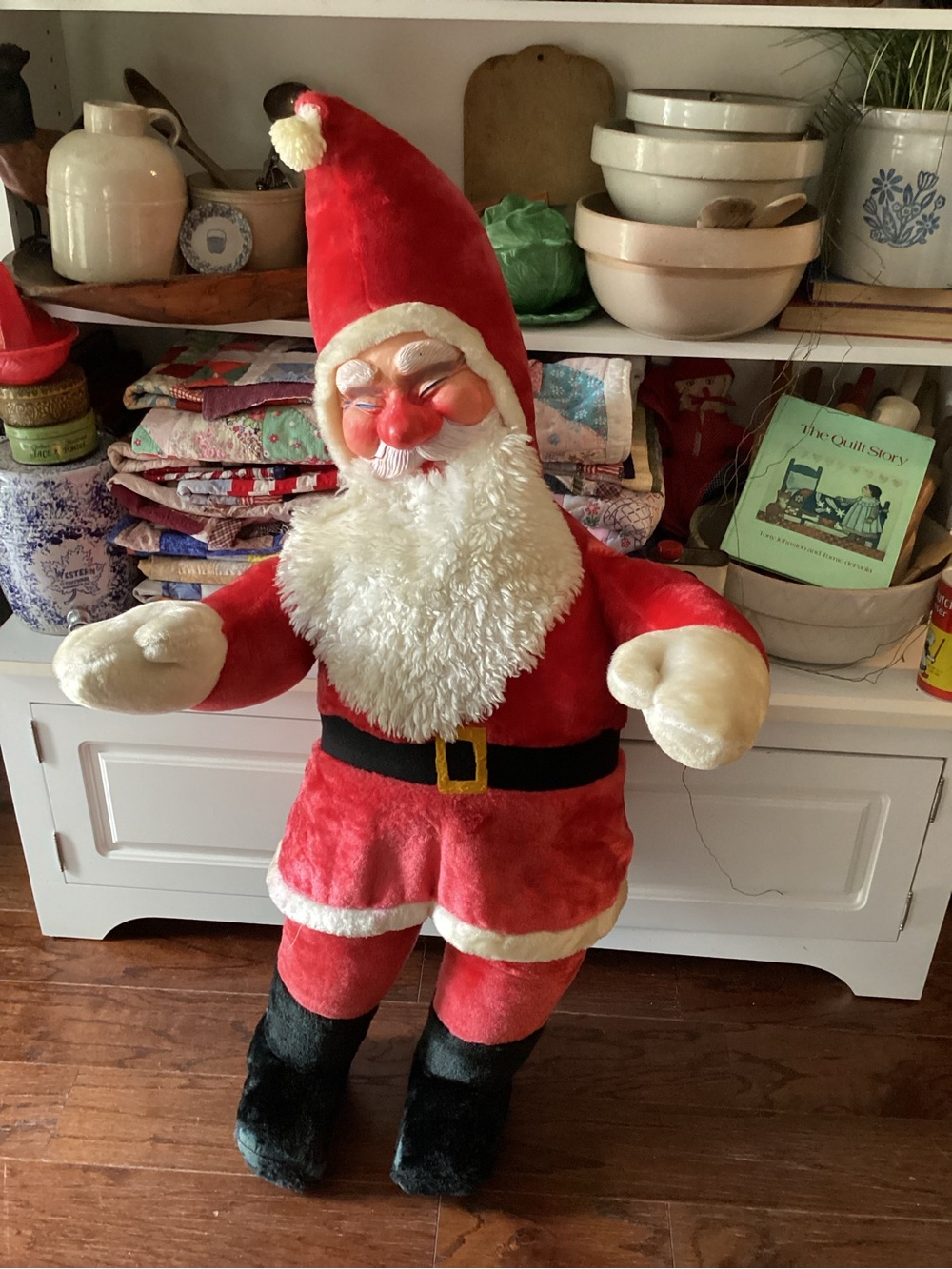 Vintage Red Santa Figure Plush Holiday Decoration Christmas Large 46”